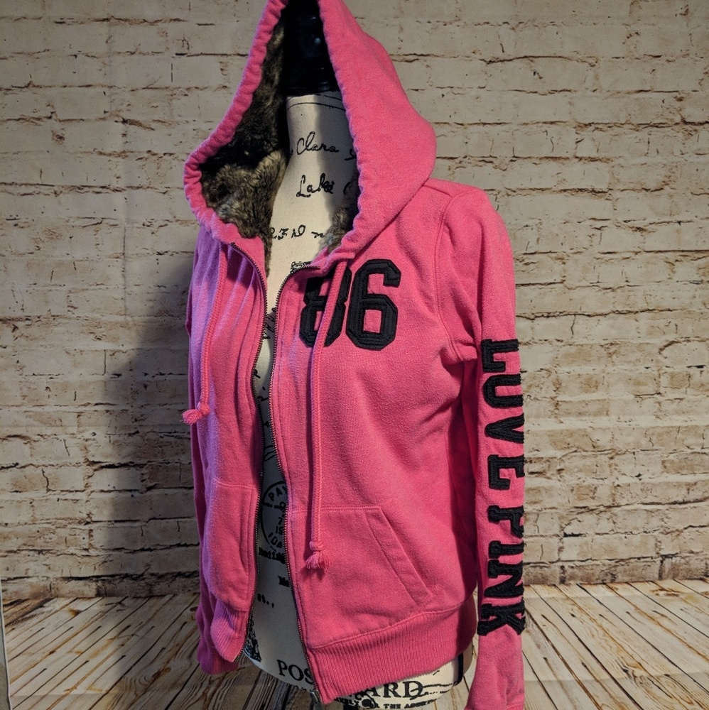 Love Pink Fur Lined Hoodie